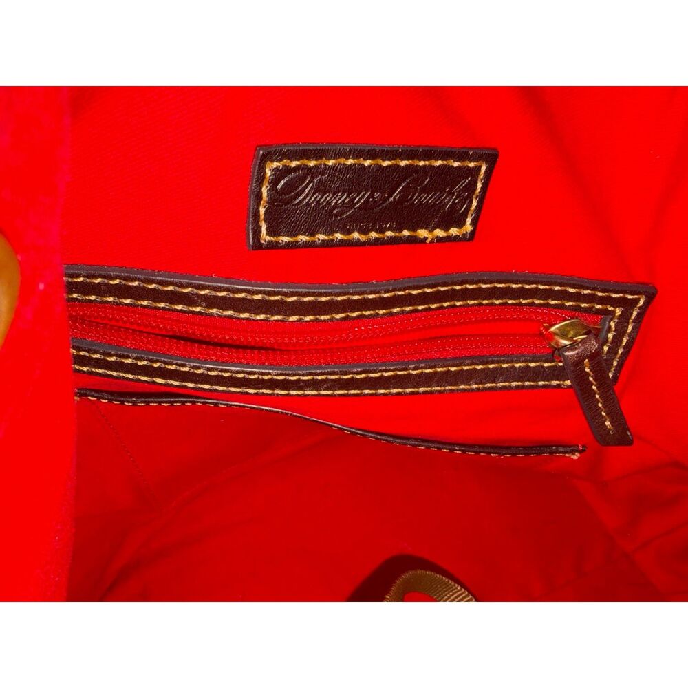 Dooney & Bourke Red Leather Drawstring Bucket Bag EUC - Picture 5 of 9